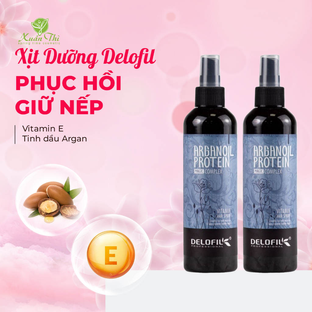 [HỎA TỐC HCM] Xịt dưỡng tóc keratin collagen,giữ nếp tóc,phục hồi, dưỡng tóc uốn duỗi nhuộm – Delofil Hair Spray