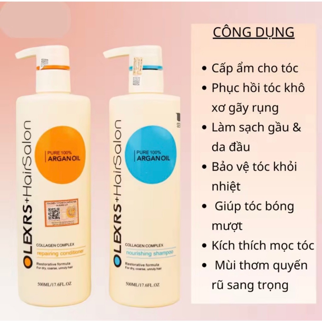 Bộ gội xả Olexrs Hair Salon Argan oil 960ml – Mọc Tóc, Chống Rụng Tóc, Tóc Nhuộm
