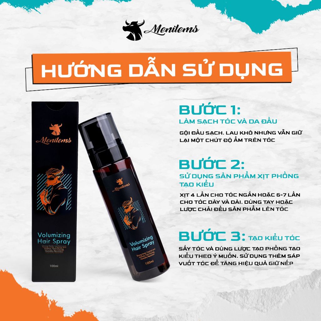 Xịt tạo phồng tóc Menitems, tạo độ phồng tự nhiên, giữ nếp tạo kiểu, không gây bết và nặng tóc 100ML