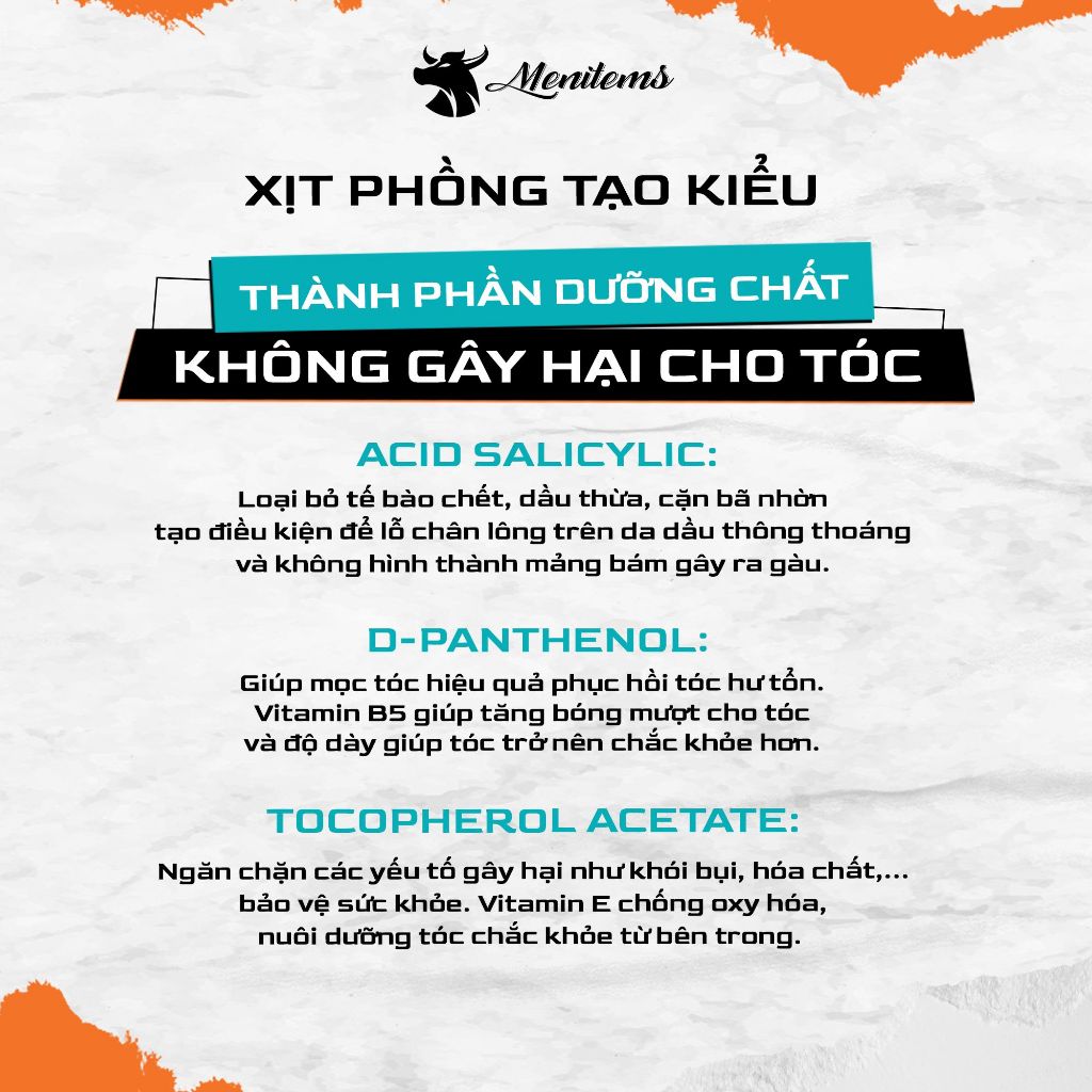 Xịt tạo phồng tóc Menitems, tạo độ phồng tự nhiên, giữ nếp tạo kiểu, không gây bết và nặng tóc 100ML