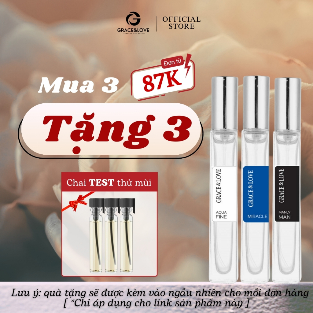 Nước hoa nam thơm lâu chính hãng Grace And Love tinh dầu nước hoa nam dầu thơm nam nữ lưu hương 24h sử dụng cho body