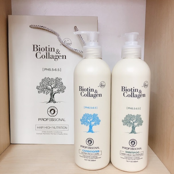 Cặp Dầu Gội Xả Biotin Collagen Chống Rụng Kích Thích Mọc Tóc Siêu Mềm Mượt  Biotin &Collagen 1000ML