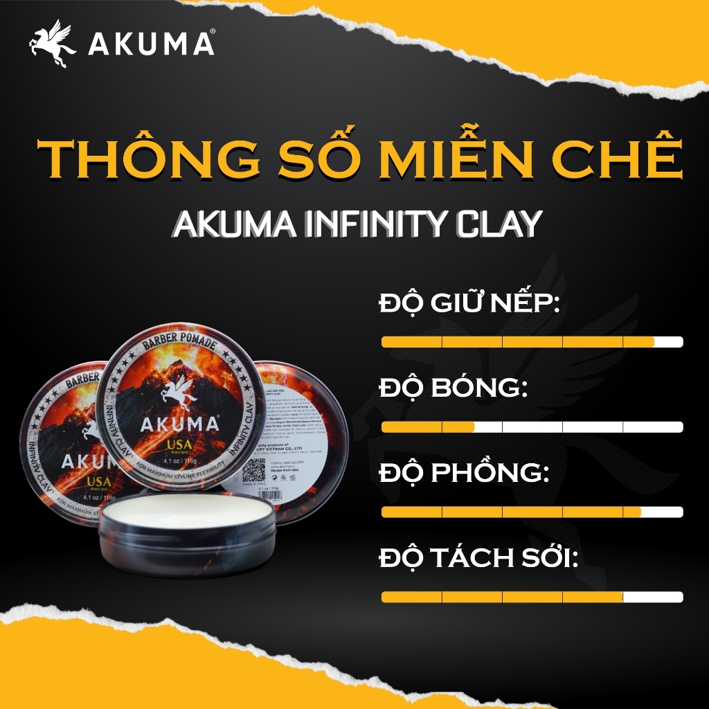 Sáp vuốt tóc, tạo kiểu nam AKUMA INFINITY CLAY 116g