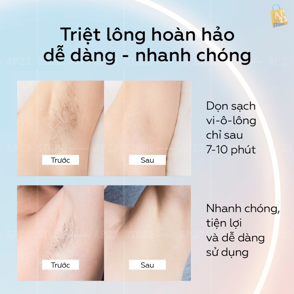 Kem tẩy lông triệt lông tẩy lông nách chân tay vùng bikini, chính hãng an toàn hiệu quả cho da nhạy cảm Fun Dine 80gram