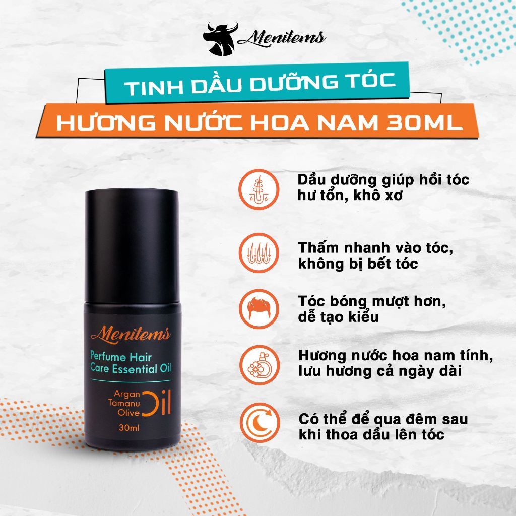 Tinh Dầu Dưỡng Tóc Hương Nước Hoa Menitems Phục Hồi Tóc Hư Tổn 30ml