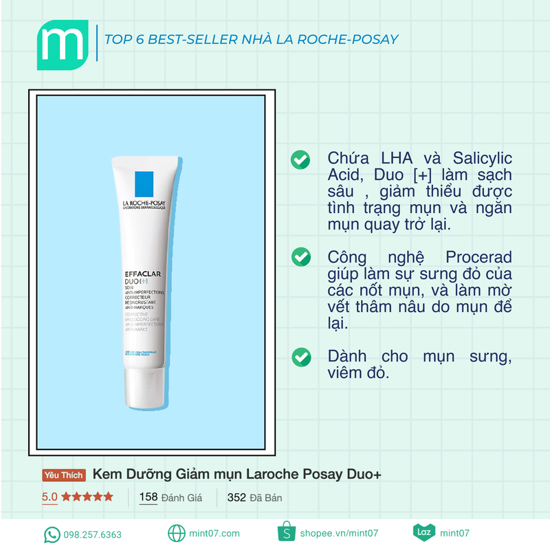 Kem giảm mụn La Roche Posay Effaclar DUO+ 40ml (dmp)