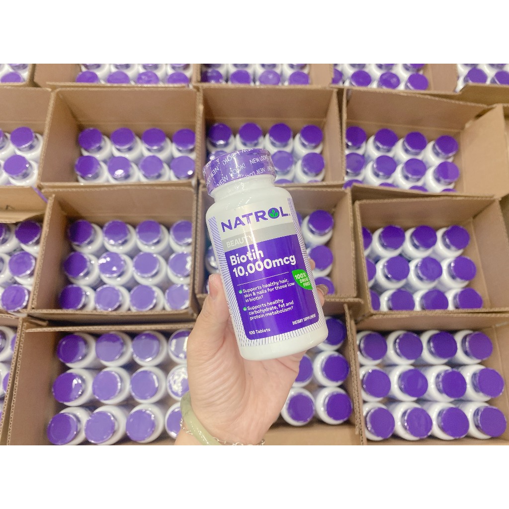 Viên Uống Hỗ Trợ Mọc Tóc Và Chống Rụng Tóc Natrol Biotin 10,000mcg Hộp 100 Viên