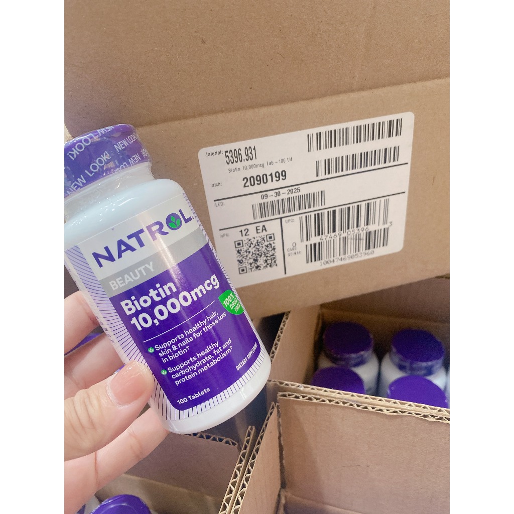 Viên Uống Hỗ Trợ Mọc Tóc Và Chống Rụng Tóc Natrol Biotin 10,000mcg Hộp 100 Viên
