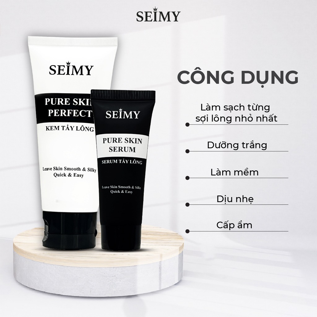 Combo Kem Tẩy Lông Seimy – Pure Skin Perfect sạch bất chấp mọi loại lông vĩnh viễn nhanh gọn chỉ 5 phút