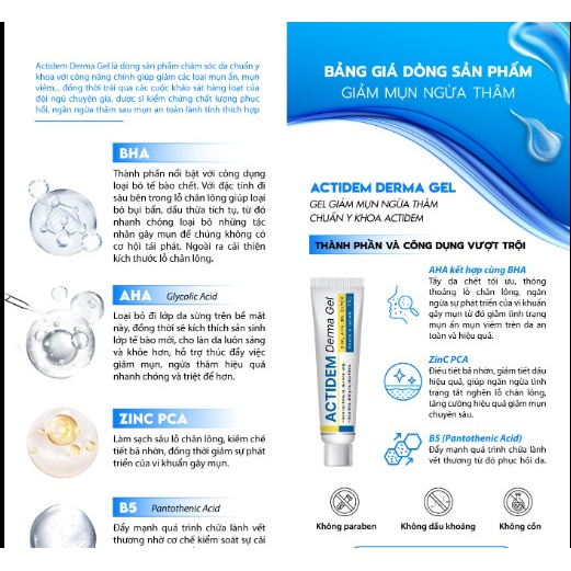 Gel giảm mụn và dưỡng ẩm da ACTIDEM Derma Gel 18g chính hãng