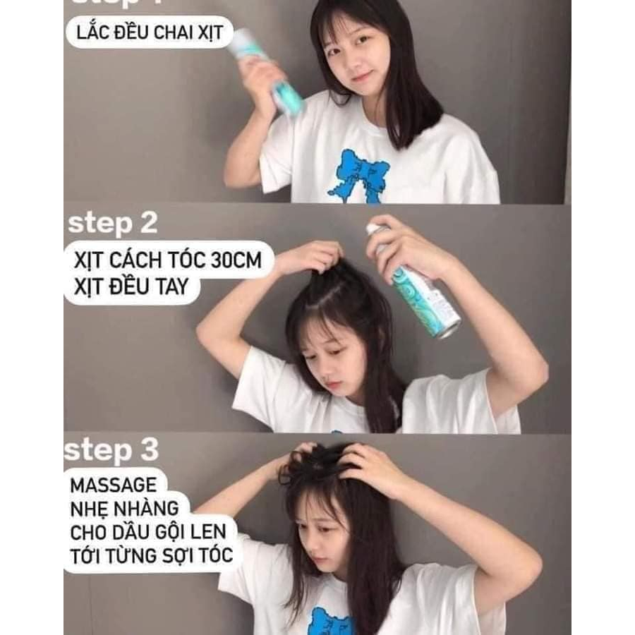 Dầu gội khô dạng xịt BATISTE / Spes, dầu gội đầu khô nữ không bết dính phồng tóc 200ml