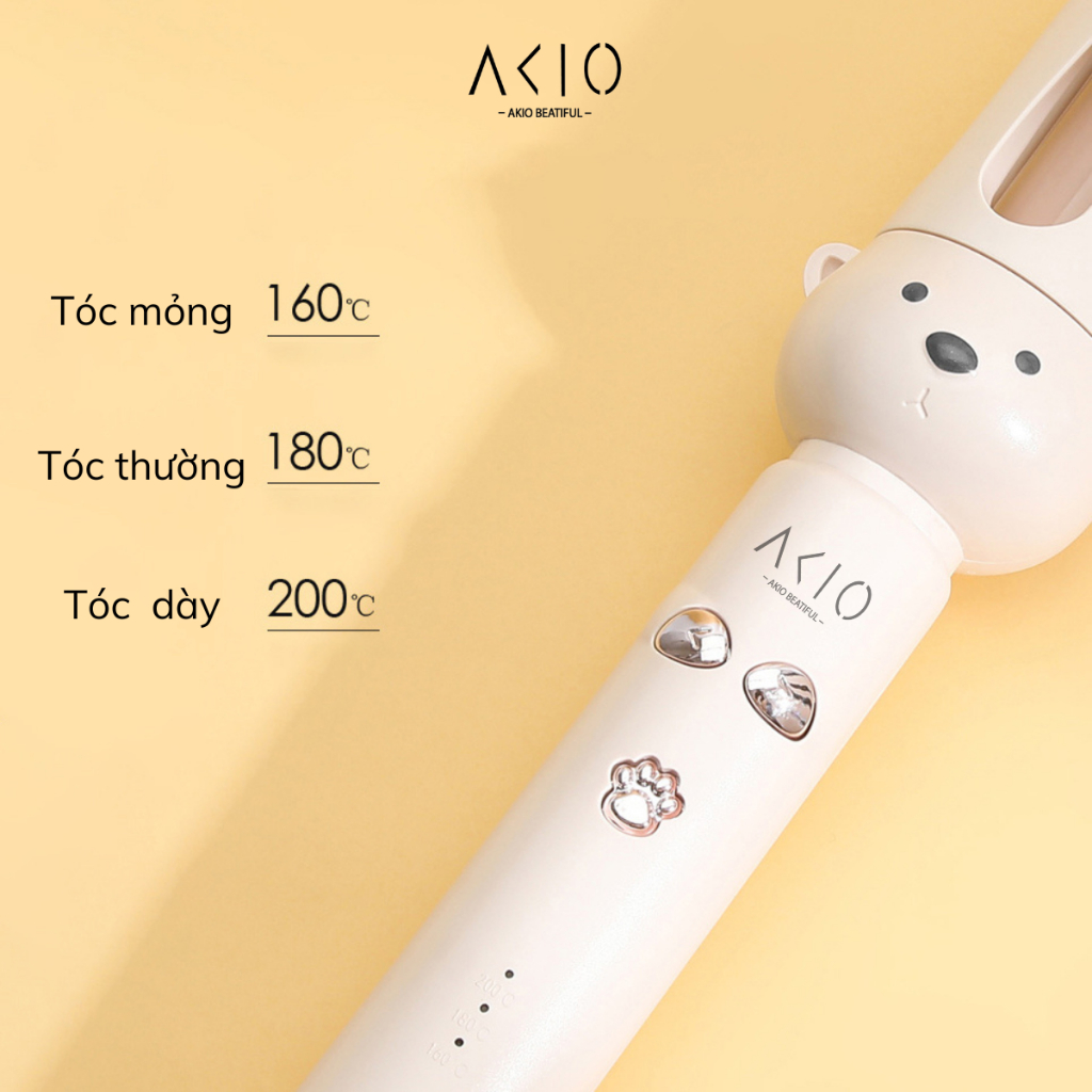 Máy uốn tóc xoăn tự động AKIO chất liệu gốm sứ đường kính uốn 28mm và 32mm