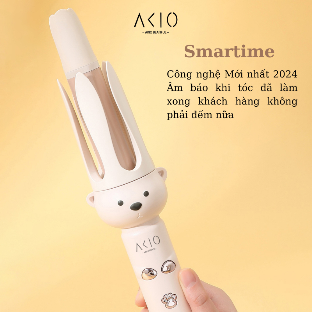 Máy uốn tóc xoăn tự động AKIO chất liệu gốm sứ đường kính uốn 28mm và 32mm