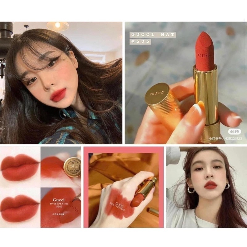 Son Gucci 3.5g-son lì Gucci-Gucci Rouge à Lèvres Voile Mat Lipstick-son thỏi lì Gucci