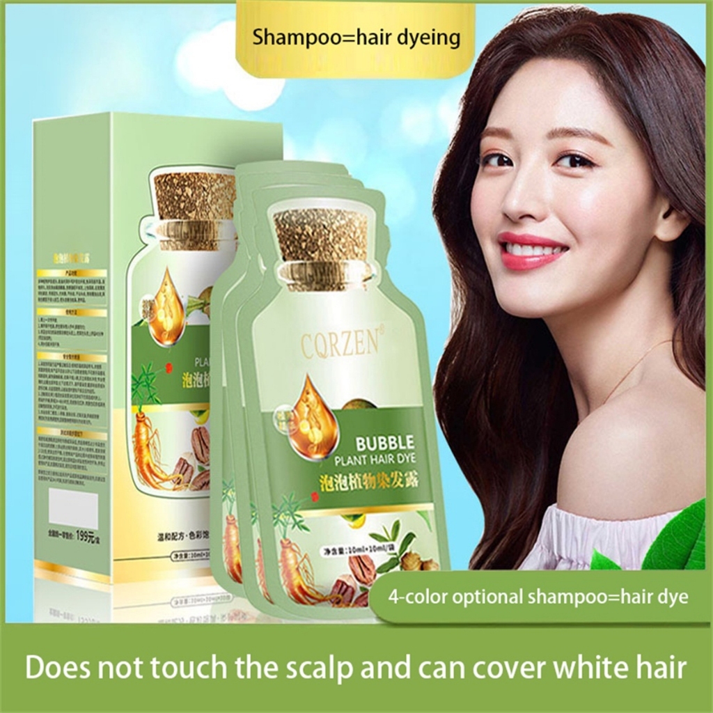 Dầu Gội Nhuộm Màu Tóc Thảo Dược  Hộp 10 gói 30ml, Dầu Gội Phủ Bạc Tóc, Nuôi Dưỡng Tóc Khoẻ Óng Mượt