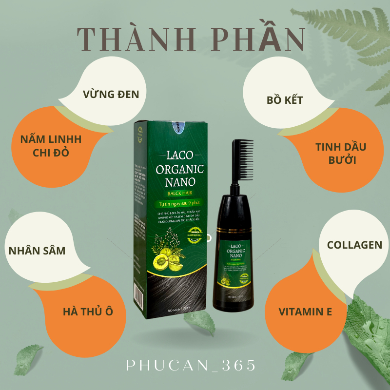 DẦU GỘI PHỦ BẠC LACO ORGANIC NANO NHANH HIỆU QUẢ CHỈ SAU 9 PHÚT KHÔNG LOANG KHÔNG RÁT DA ĐẦU ( CHÍNH HÃNG )