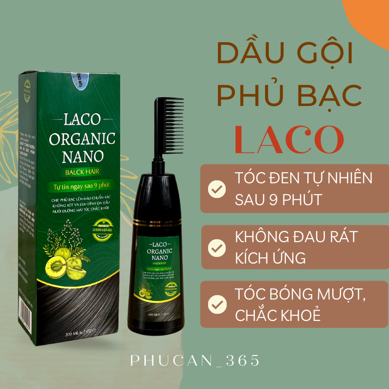 DẦU GỘI PHỦ BẠC LACO ORGANIC NANO NHANH HIỆU QUẢ CHỈ SAU 9 PHÚT KHÔNG LOANG KHÔNG RÁT DA ĐẦU ( CHÍNH HÃNG )