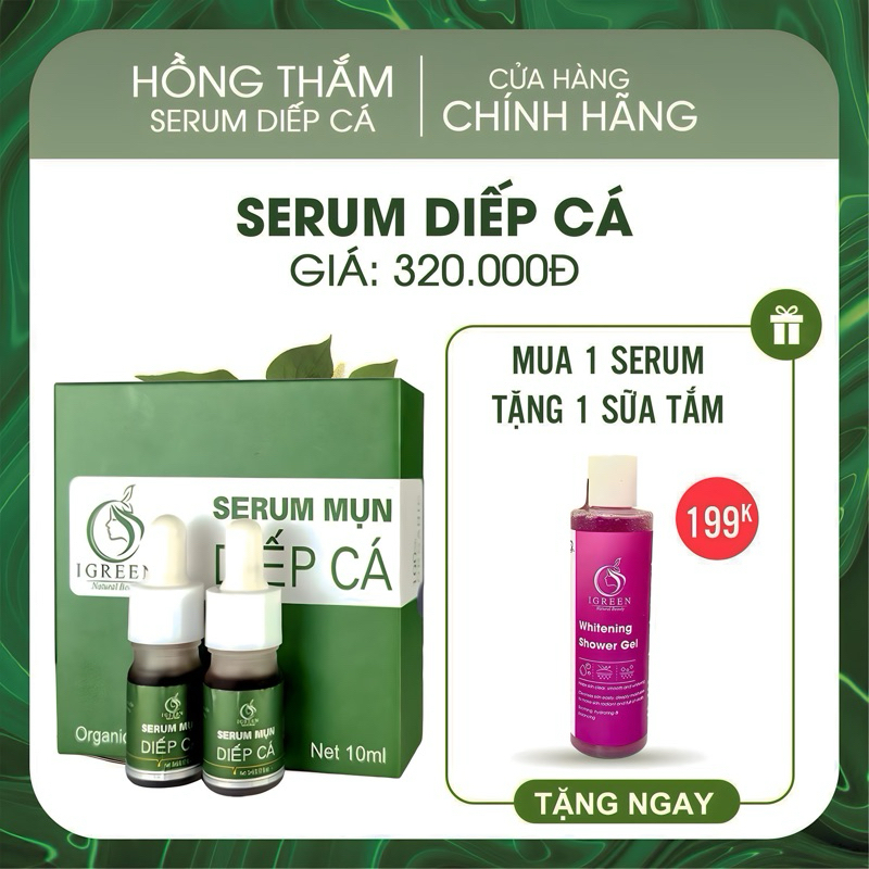 [MẪU MỚI 2024] SERUM MỤN DIẾP CÁ IGREEN – GIẢM MỤN ẨN, MỤN VIÊM, MỤN TRỨNG CÁ,…GIẢM THÂM, SE KHÍT LỖ CHÂN LÔNG