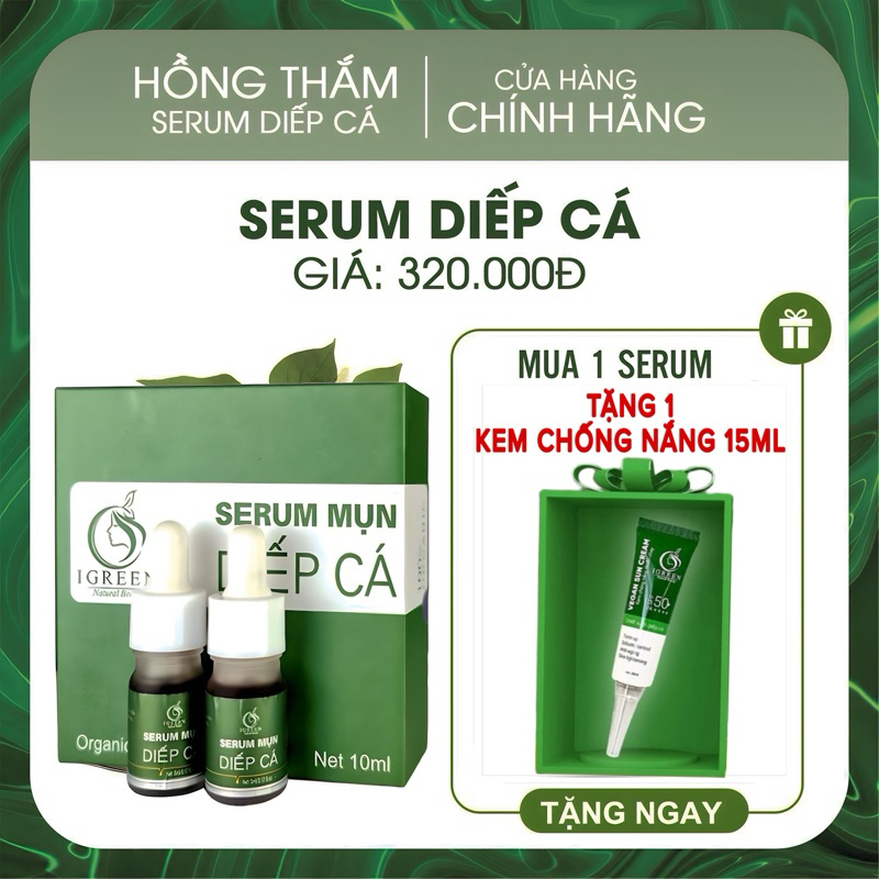 [MẪU MỚI 2024] SERUM MỤN DIẾP CÁ IGREEN – GIẢM MỤN ẨN, MỤN VIÊM, MỤN TRỨNG CÁ,…GIẢM THÂM, SE KHÍT LỖ CHÂN LÔNG