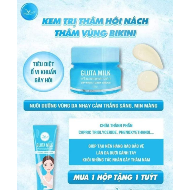 Kem thâm nách Gluta Milk [ Mua 1 hộp tặng 1 tuýt] Chính Hãng