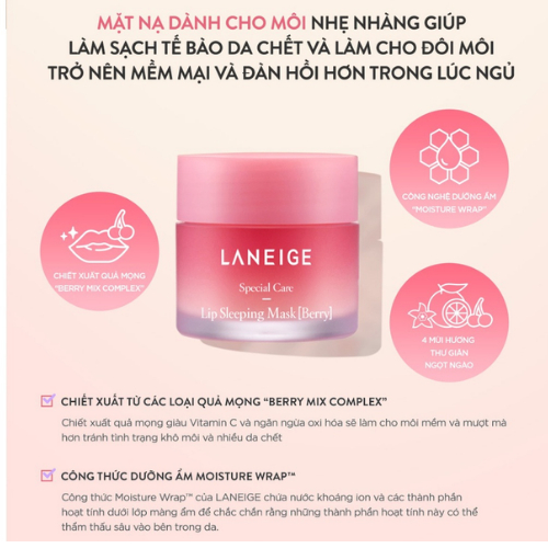 [CHÍNH HÃNG] Dưỡng môi, mặt nạ ngủ cho môi Laneige Lip Sleeping Mask EX – dưỡng ẩm làm mềm, giảm thâm môi
