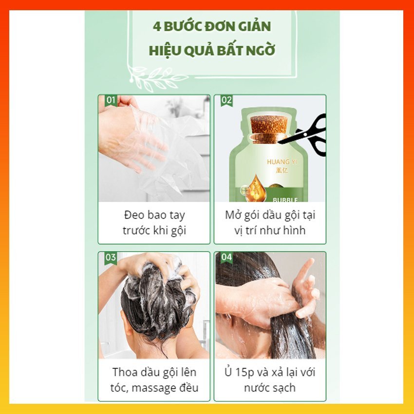 (Hộp 10 Gói) Dầu Gội Nhuộm Màu Tóc Màu Nâu Hạt Dẻ Màu Đen Thảo Dược, Dầu Gội Phủ Bạc Tóc, Nuôi Dưỡng Tóc Khoẻ Óng Mượt