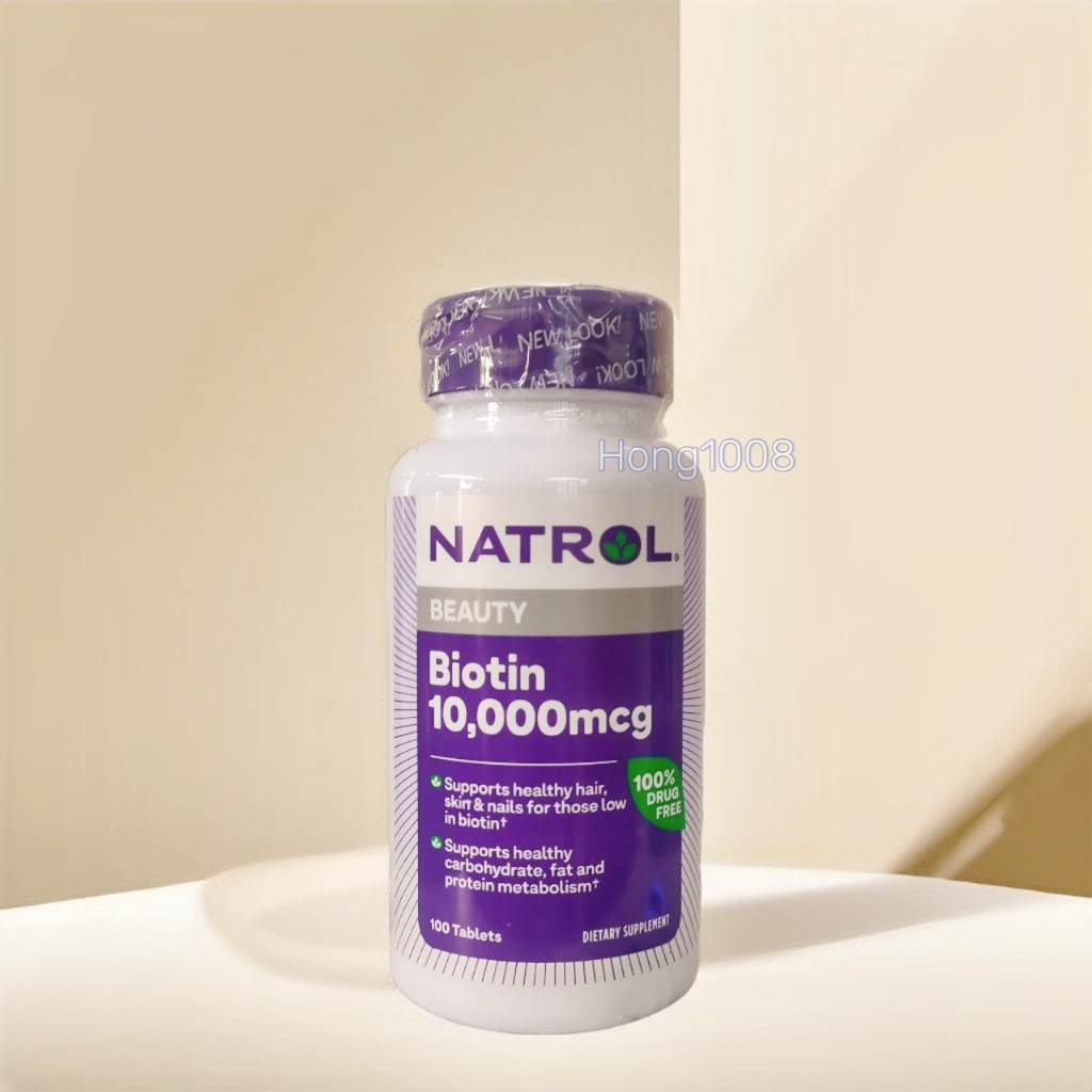 Mẫu mới – viên uống Natrol Biotin 10000 Mcg 100 Viên Mỹ Biotin 10.000 mcg hong1008 hỗ trợ tóc móng