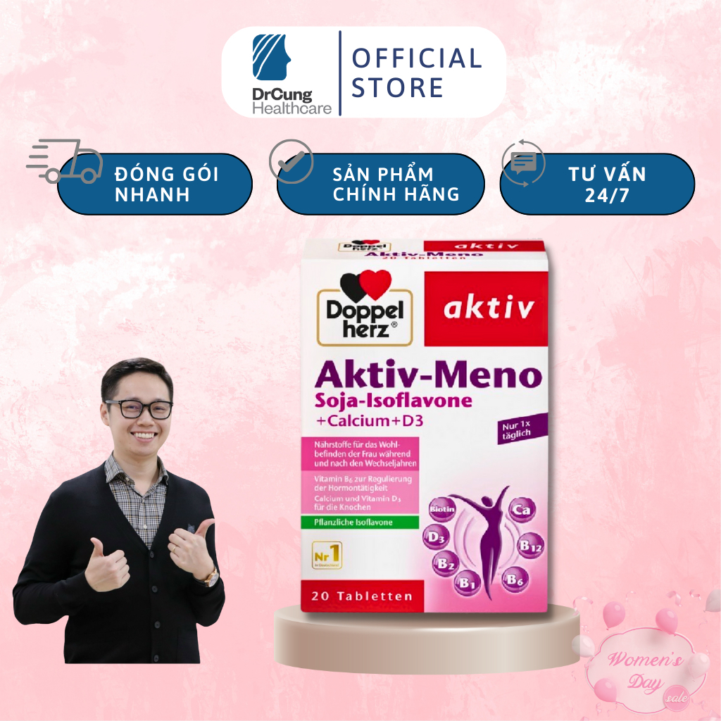 Bác Sĩ Cung Aktiv Meno Doppelherz – Viên Uống Bổ Sung Nội Tiết Tố Nữ, Nội Tiết Tố Nữ, Mầm Đậu Nành, Làm Đẹp Da (30V)