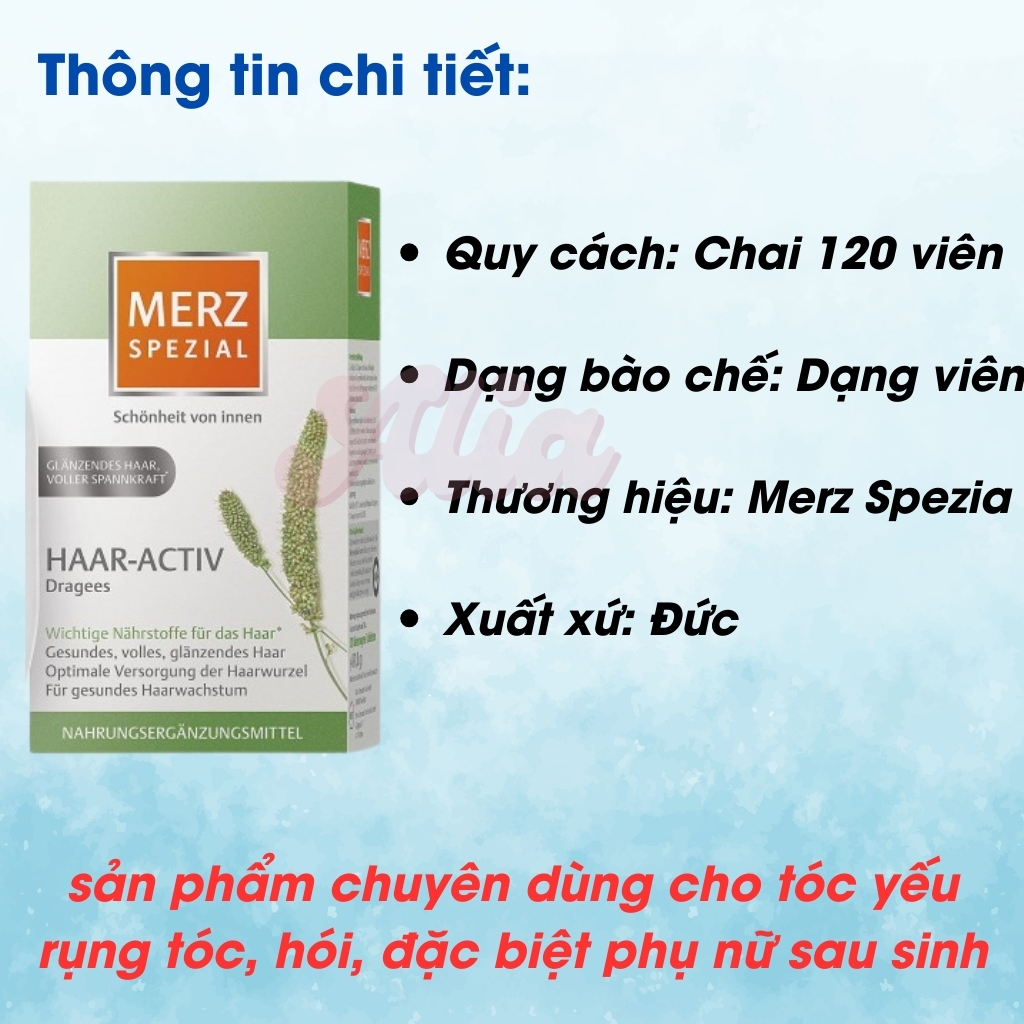 Viên uống mọc tóc Merz Special Haar-Activ 120 viên Đức giảm gãy rụng, kích mọc tóc cho người tóc yếu