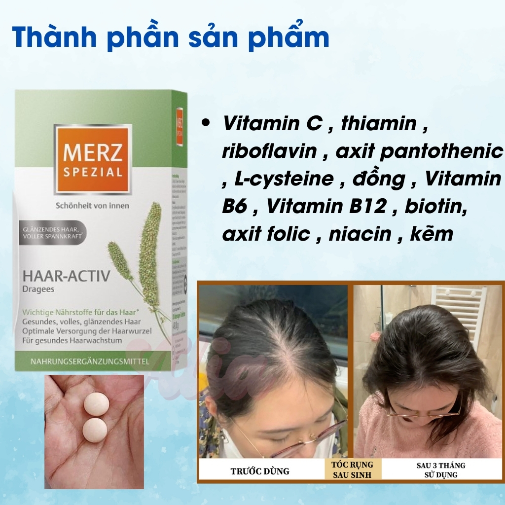 Viên uống mọc tóc Merz Special Haar-Activ 120 viên Đức giảm gãy rụng, kích mọc tóc cho người tóc yếu