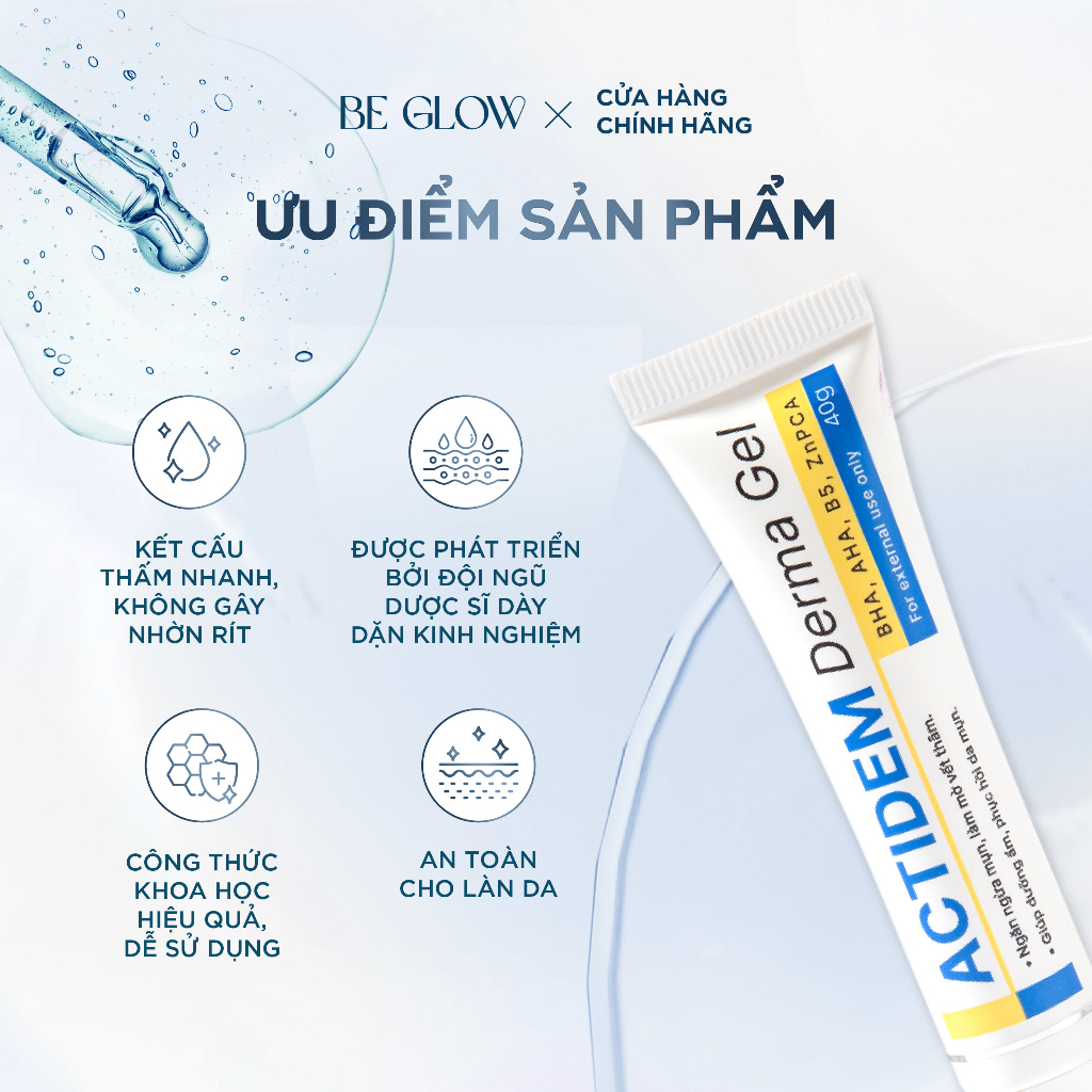 Actidem Derma Gel giảm mụn mờ thâm mụn ngăn ngừa mụn tái phát 18 gram