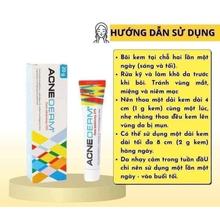 Kem giảm mụn Acnederm Azelaic Aicd 20% làm trắng sáng da, giảm mụn 20g
