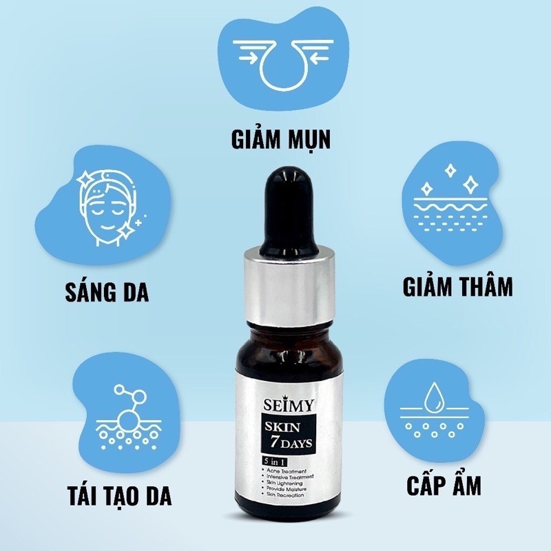 Serum giảm mụn và mờ thâm rỗ Seimy – Skin 7 days – Công dụng 5 trong 1 hiệu quả sau 7 ngày 10ml