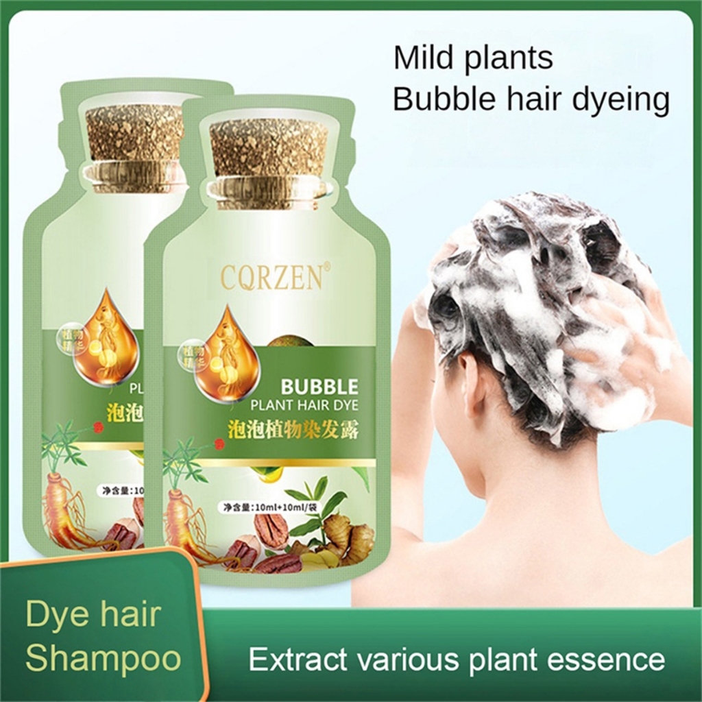 Dầu Gội Phủ Bạc Nhuộm Tóc Màu Thảo Dược, Hộp 10 Gói, Hai Màu Nâu Hạt Dẻ, Đen, Nuôi Dưỡng Tóc Khoẻ Óng Mượt