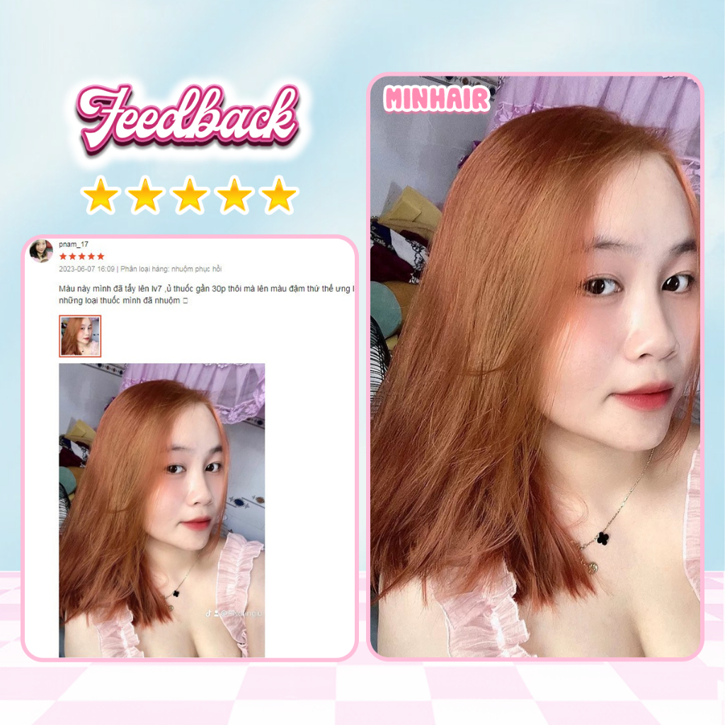 Thuốc nhuộm tóc nâu, thuốc nhuộm tóc Nâu Cam Đất, MINHAIR, tặng kèm oxy trợ dưỡng và bao tay