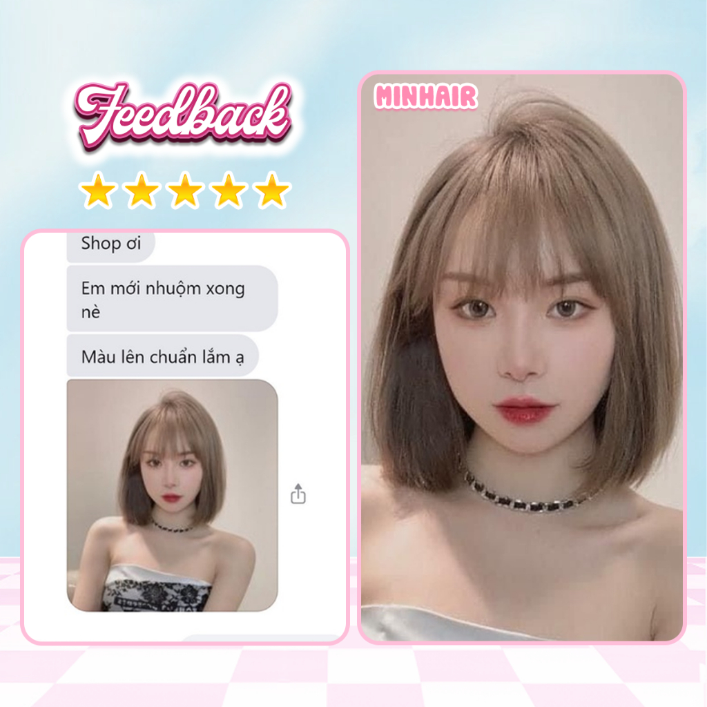 Thuốc nhuộm tóc, thuốc nhuộm tóc Trà Sữa MIN.HAIR, tặng kèm oxy trợ dưỡng và bao tay