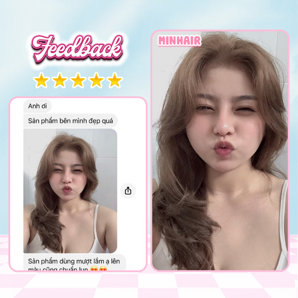 Thuốc nhuộm tóc, thuốc nhuộm tóc Trà Sữa MIN.HAIR, tặng kèm oxy trợ dưỡng và bao tay
