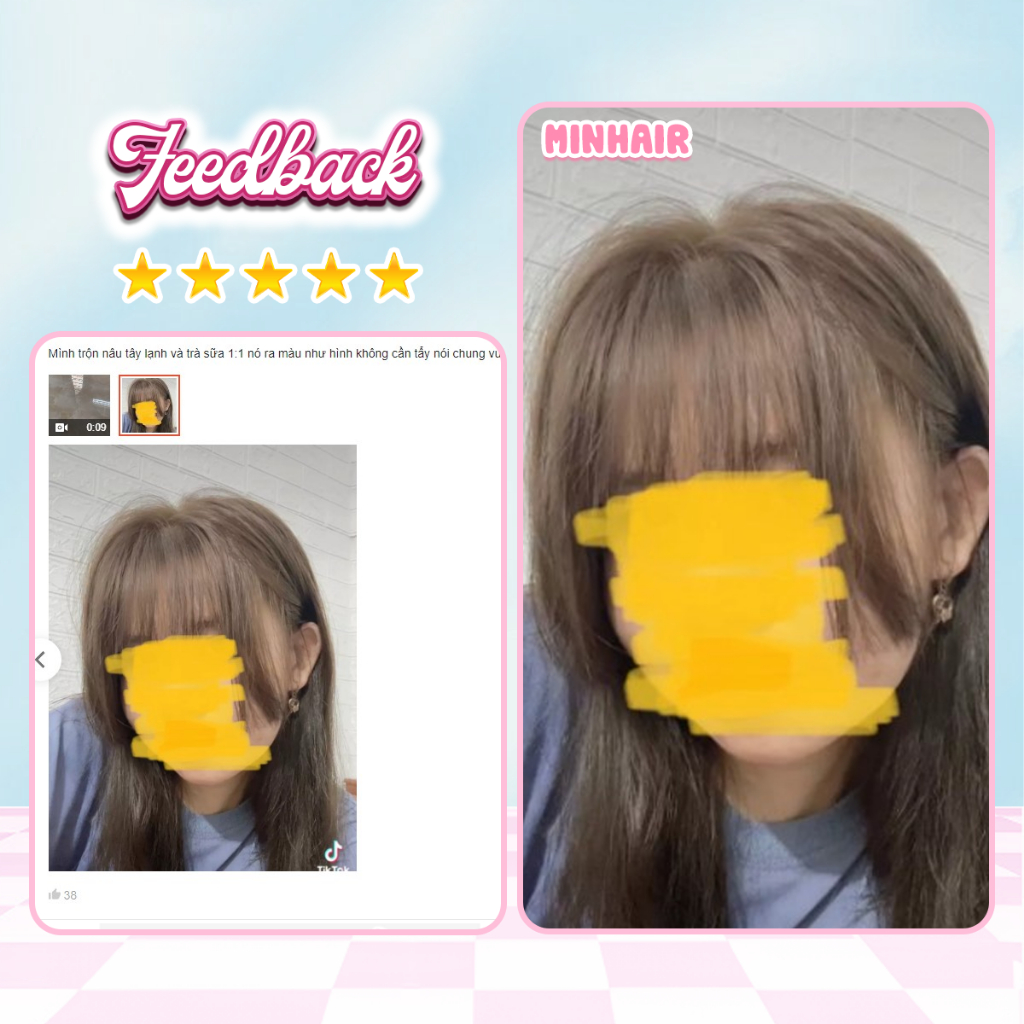 Thuốc nhuộm tóc, thuốc nhuộm tóc Trà Sữa MIN.HAIR, tặng kèm oxy trợ dưỡng và bao tay