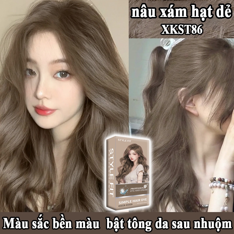 Không phai trong 360 ngày🌰Thuốc Nhuộm Tóc，nâu xám hạt dẻ，Mùi hương nhẹ và không hăng，thuốc nhuộm，Không cần tẩy