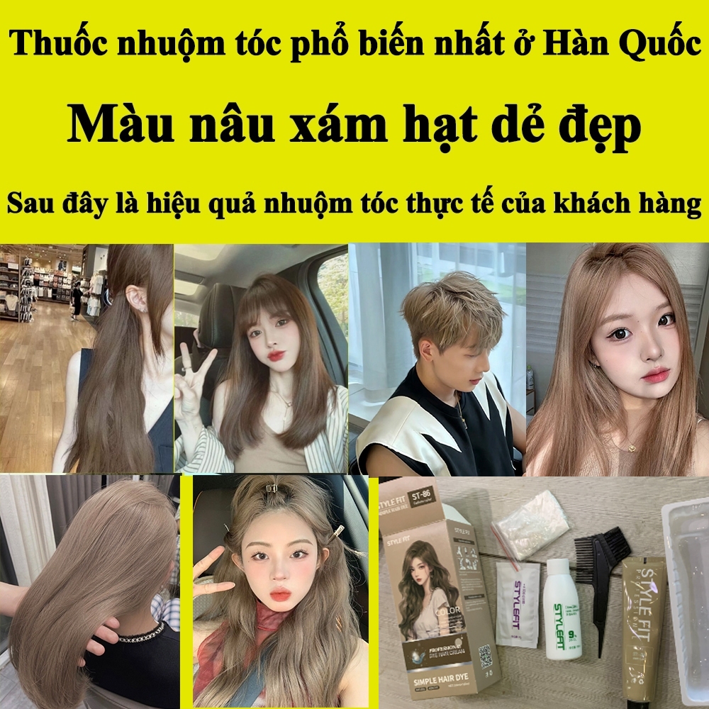 Không phai trong 360 ngày🌰Thuốc Nhuộm Tóc，nâu xám hạt dẻ，Mùi hương nhẹ và không hăng，thuốc nhuộm，Không cần tẩy