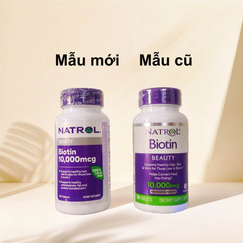 Mẫu mới – viên uống Natrol Biotin 10000 Mcg 100 Viên Mỹ Biotin 10.000 mcg hong1008 hỗ trợ tóc móng