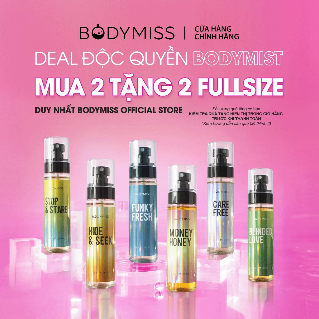 [MUA 2 TẶNG 2 FULLSIZE] Body Mist Unisex Nam Nữ Đi Học Lưu Hương Lâu 6H Bodymist Xịt Thơm Toàn Thân Chính Hãng BODYMISS