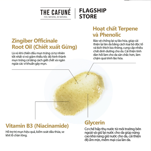 Kem giảm mụn The CafuNé Essence Chính Hãng 15ml Gel Tinh Chất Dưỡng Bôi Giảm Mờ Thâm Lột Mụn Dầu Ẩn Đầu Đen Trứng Cá