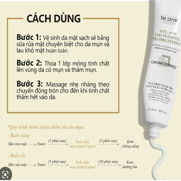 Kem giảm mụn The CafuNé Essence Chính Hãng 15ml Gel Tinh Chất Dưỡng Bôi Giảm Mờ Thâm Lột Mụn Dầu Ẩn Đầu Đen Trứng Cá