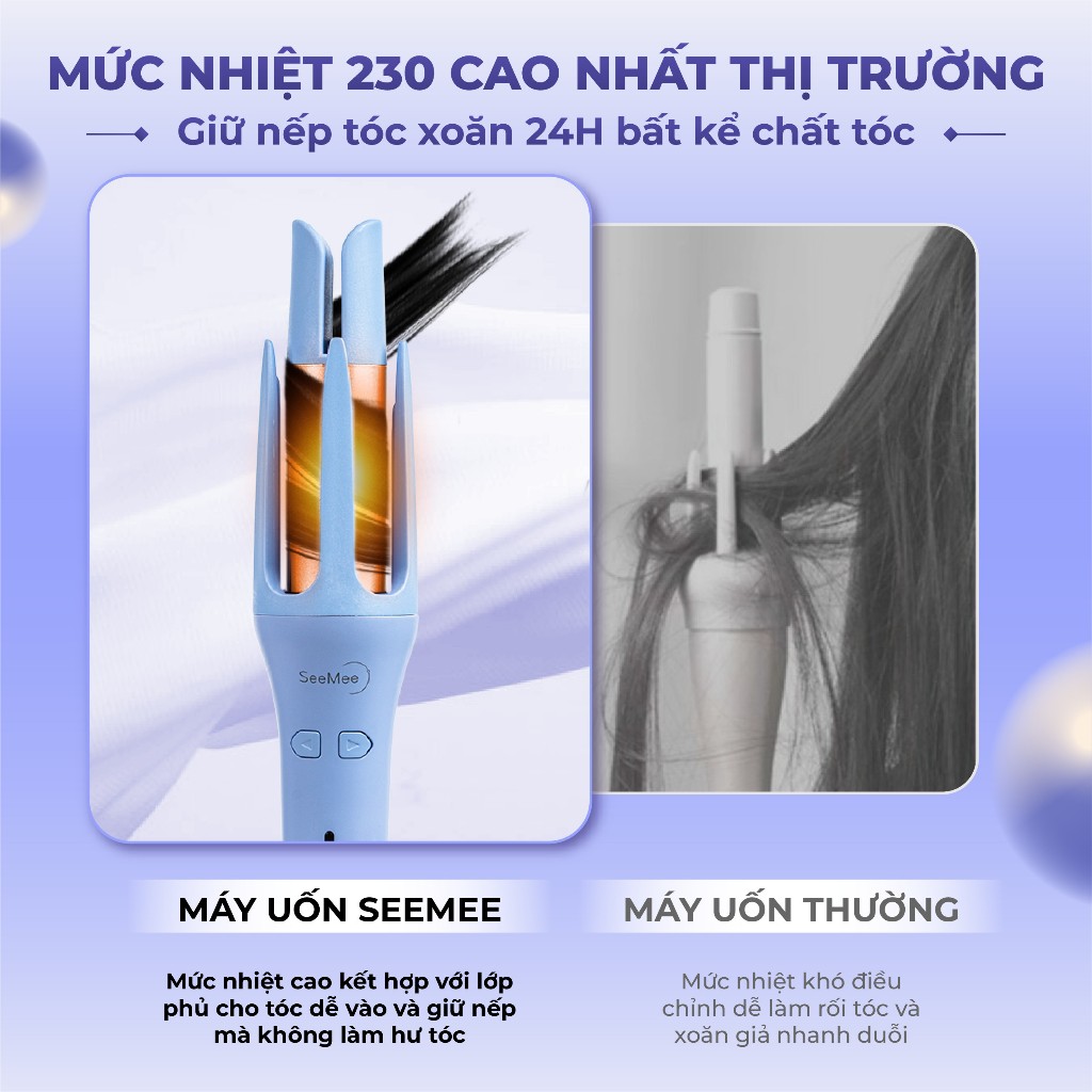 Máy uốn tóc tự động SeeMee chất liệu gốm sứ đường kính uốn 32mm – Hàng Chính Hãng Bảo Hành 12 Tháng