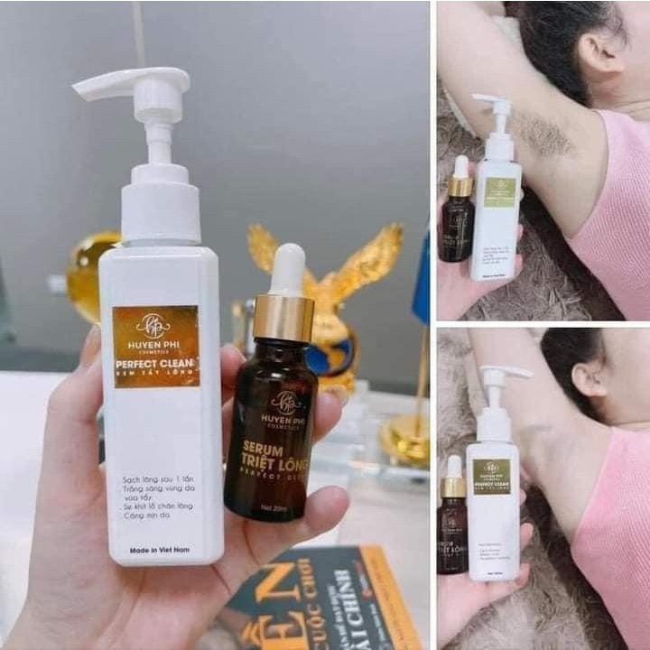 Combo Kem tẩy lông Huyền Phi + Serum triệt, tẩy được lông tay chân nách vùng kín an toàn mọi loại da 140ml – vnmask