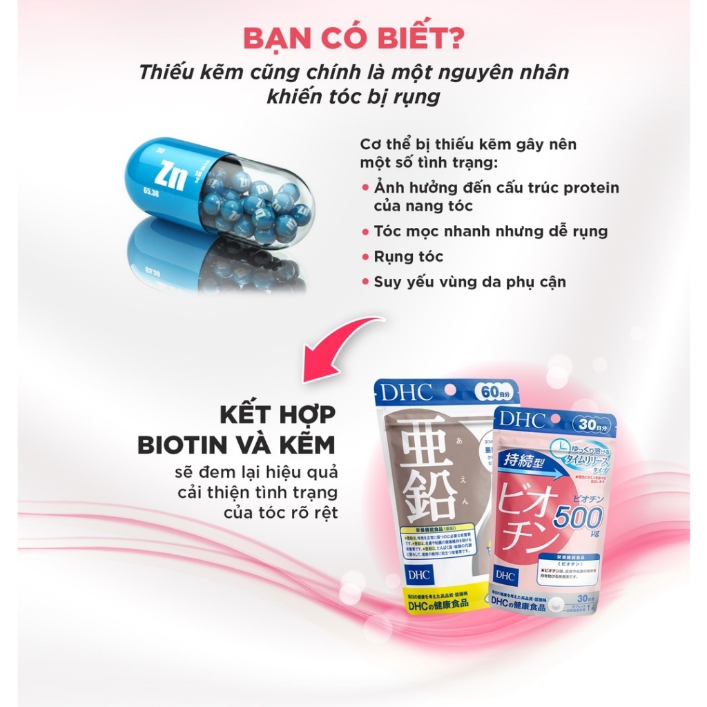 Viên uống DHC Biotin hỗ trợ ngăn rụng tóc, kích thích mọc tóc, dưỡng da và móng khỏe mạnh – gói 60 viên (60 ngày)