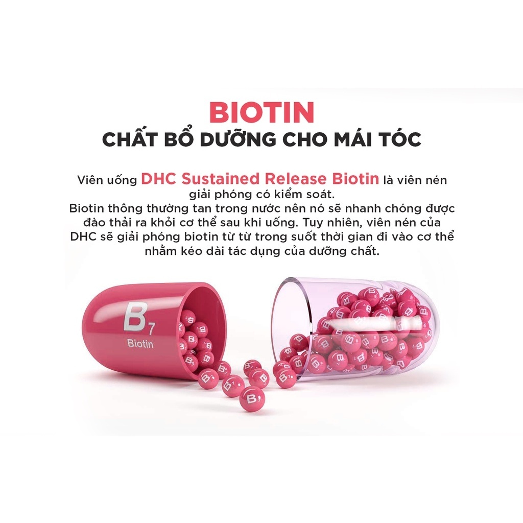 Viên uống DHC Biotin hỗ trợ ngăn rụng tóc, kích thích mọc tóc, dưỡng da và móng khỏe mạnh – gói 60 viên (60 ngày)