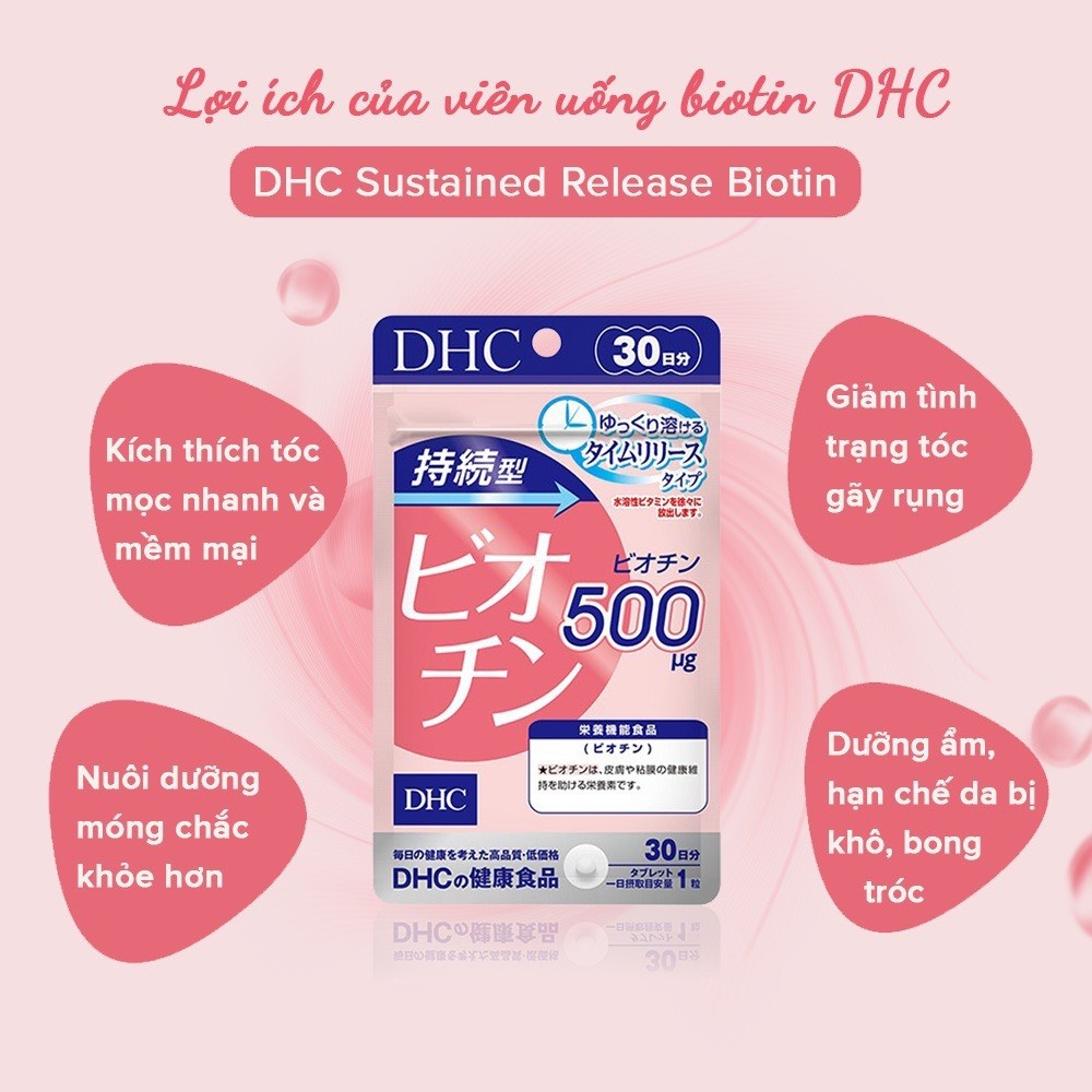 Viên uống DHC Biotin hỗ trợ ngăn rụng tóc, kích thích mọc tóc, dưỡng da và móng khỏe mạnh – gói 60 viên (60 ngày)
