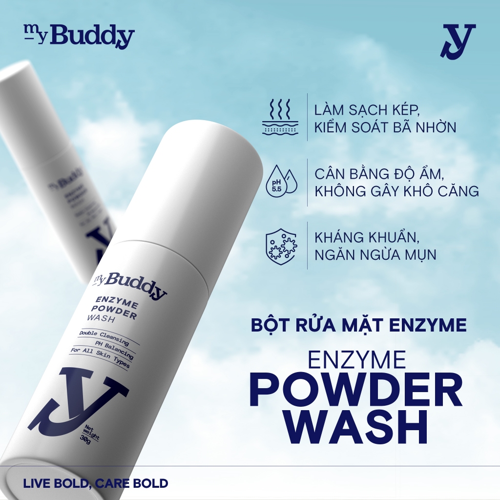 Bột Rửa Mặt Cho Nam myBuddy Enzyme Powder Làm Sạch Kép, Kiểm Soát Bã Nhờn & Cân Bằng Độ pH Cho Da 30g